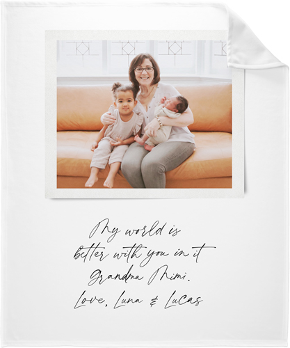 Sentimental Note Fleece Photo Blanket, Fleece, 50x60, White, white