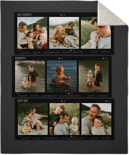 Travel Film Collage Fleece Photo Blanket, Sherpa, 50x60, Gray, slate