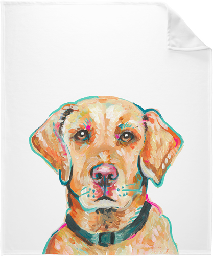 Yellow Lab Custom Text Fleece Photo Blanket, Fleece, 50x60, Multicolor