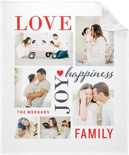 Love Joy Family Fleece Photo Blanket, Fleece, 50x60, White