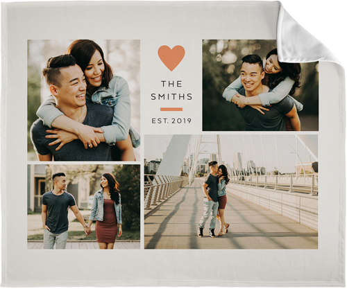 Contemporary Heart Collage Fleece Photo Blanket, Fleece, 50x60, Orange