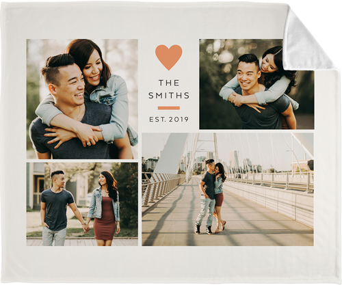 Contemporary Heart Collage Fleece Photo Blanket, Plush Fleece, 50x60, Orange, sedona