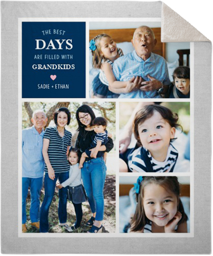 Grandparent's Best Day Fleece Photo Blanket, Sherpa, 50x60, Blue