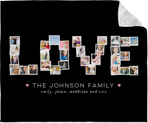 Love Collage Fleece Photo Blanket, Fleece, 50x60, Black