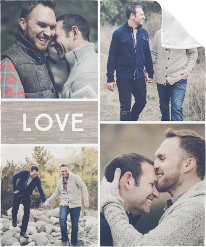 Rustic Textured Love Fleece Photo Blanket, Fleece, 50x60, Brown