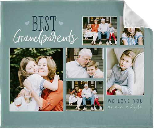 Best Grandparents Fleece Photo Blanket, Fleece, 50x60, Blue