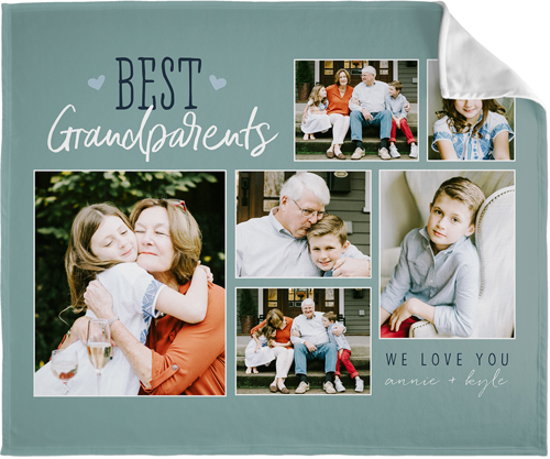 Best Grandparents Fleece Photo Blanket, Fleece, 50x60, Blue, cedar