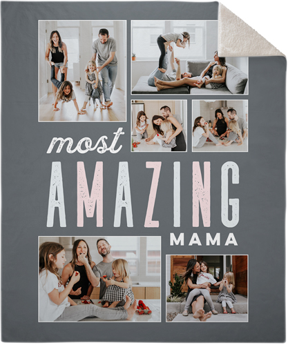 Most Amazing Mom Fleece Photo Blanket, Sherpa, 50x60, Pink