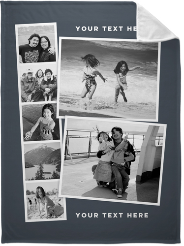Modern Filmstrip Collage Fleece Photo Blanket, Plush Fleece, 60x80, Gray, gray