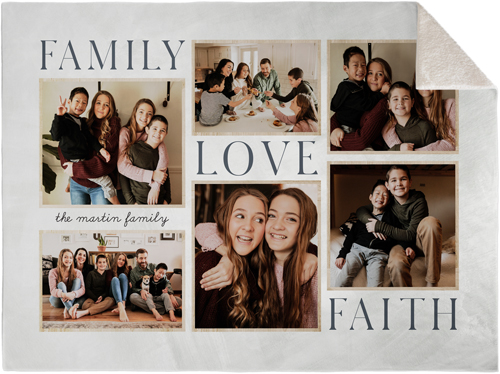 Rustic Family Sentiments Fleece Photo Blanket, Sherpa, 60x80, Beige