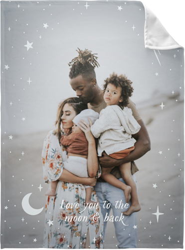 Moon And Stars Overlay Fleece Photo Blanket, Fleece, 60x80, Gray, air