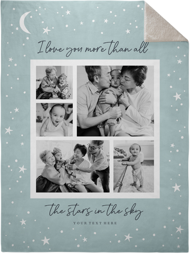 More Than Stars Frame Fleece Photo Blanket, Sherpa, 60x80, Blue, boardwalk