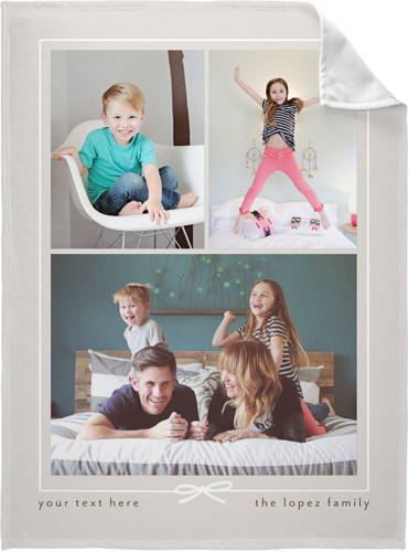 Bow Border Collage Portrait Fleece Photo Blanket, Fleece, 60x80, Brown, cafe