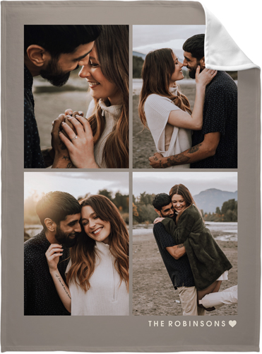 Modern Name Heart Fleece Photo Blanket, Fleece, 60x80, Beige, wheat