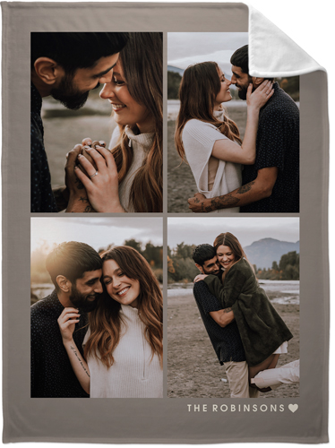 Modern Name Heart Fleece Photo Blanket, Plush Fleece, 60x80, Beige, wheat