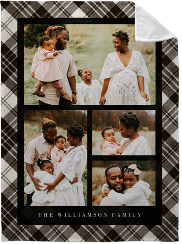 Soft Plaid Frame Fleece Photo Blanket, Plush Fleece, 60x80, Black