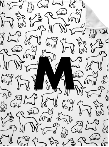 Outlined Dogs Custom Text Fleece Photo Blanket, Fleece, 60x80, Multicolor