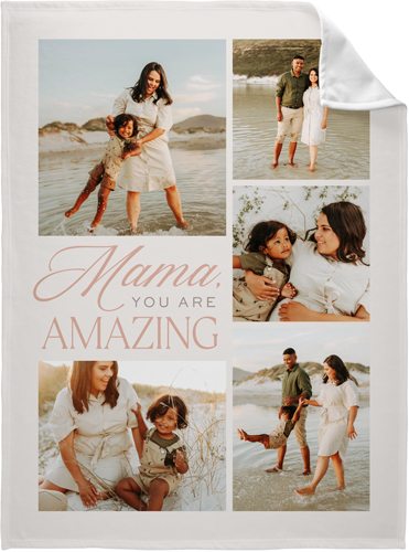 Elegant Amazing Mama Fleece Photo Blanket, Fleece, 60x80, Beige, rye