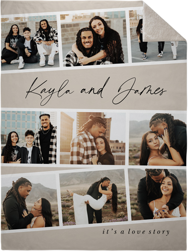 Filmstrip Collage Portrait Fleece Photo Blanket, Sherpa, 60x80, Beige, pebble