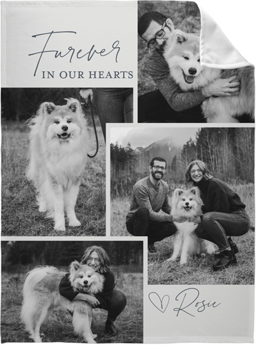 Furever Pet Memorial Fleece Photo Blanket, Fleece, 60x80, Gray