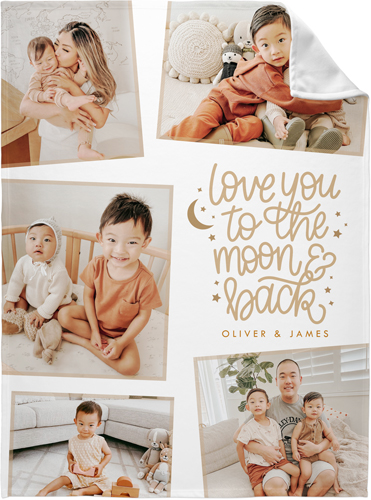 Love You To the Moon Whimsy Fleece Photo Blanket, Fleece, 60x80, White