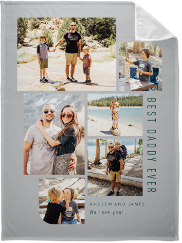 Rounded Edges Neutral Fleece Photo Blanket, Plush Fleece, 60x80, Gray, iron