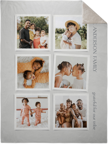 Tilted Frames Fleece Photo Blanket, Sherpa, 60x80, Gray, silver lining