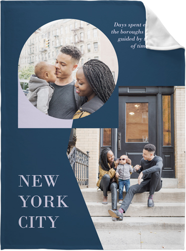 Geometric Travel Fleece Photo Blanket, Fleece, 60x80, Blue, navy