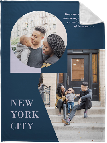 Geometric Travel Fleece Photo Blanket, Plush Fleece, 60x80, Blue, navy