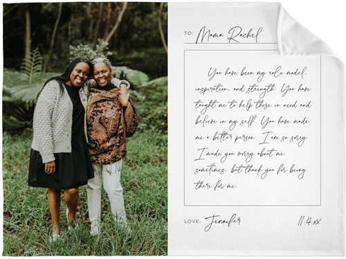 Handwritten Letter Fleece Photo Blanket, Fleece, 60x80, White, white