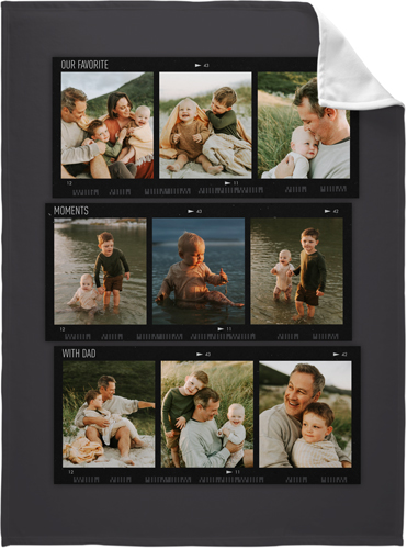 Travel Film Collage Fleece Photo Blanket, Fleece, 60x80, Gray, slate