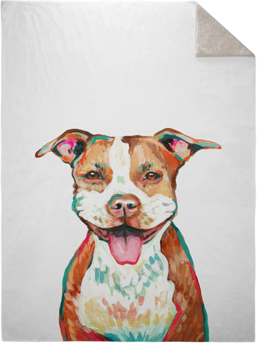 Pit Bull Terrier Mix Custom Text Fleece Photo Blanket, Sherpa, 60x80, Multicolor