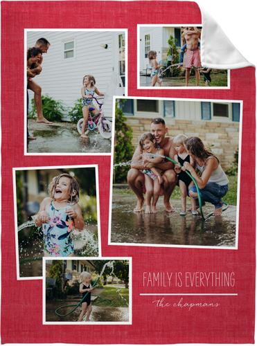 Tilty Collage Fleece Photo Blanket, Fleece, 60x80, Red, scarlet