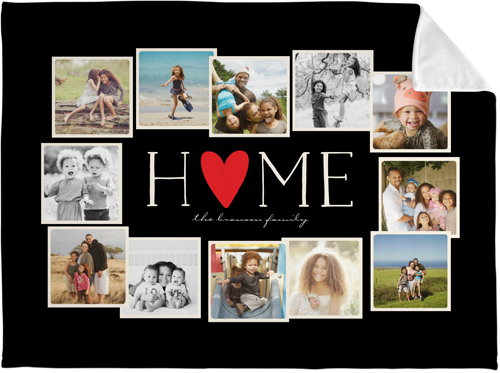 Home All Around Collage Fleece Photo Blanket, Plush Fleece, 60x80, Black