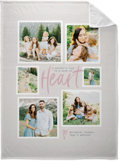 center heart fleece photo blanket