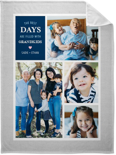 Grandparent's Best Day Fleece Photo Blanket, Plush Fleece, 60x80, Blue