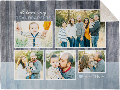 Rustic Two Tones Fleece Photo Blanket, Sherpa, 60x80, Blue, glacier