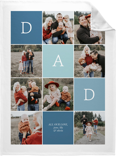 New Colorblock Dad Fleece Photo Blanket, Fleece, 60x80, Blue