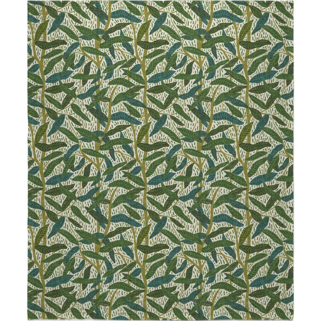 Jungle Foliage - Green Blanket, Fleece, 50x60, Green