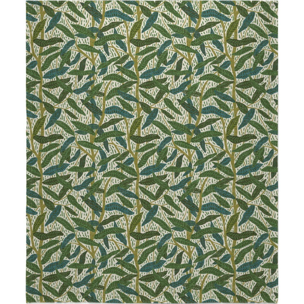Jungle Foliage - Green Blanket, Fleece, 50x60, Green, Classic Green