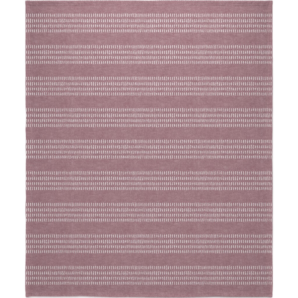 Farmhouse Stitch Stripes on Mauve Blanket, Fleece, 50x60, Purple, Purple