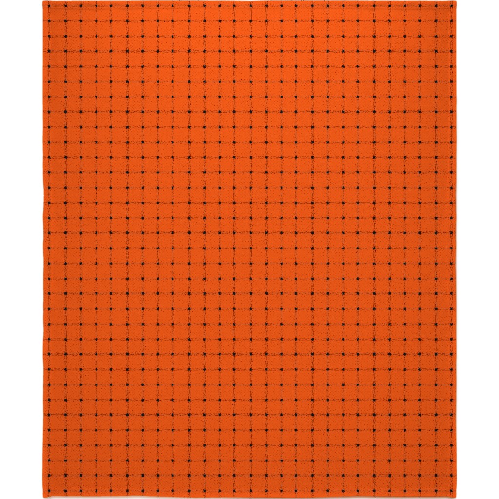 Gridded Plaid Blanket, Fleece, 50x60, Orange, Persimmon