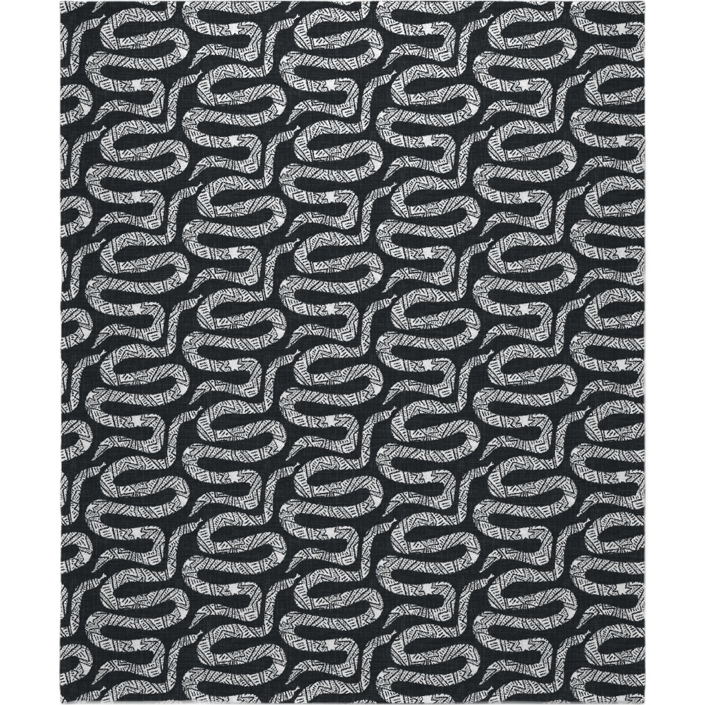Snake Study - Black Blanket, Fleece, 50x60, Black, Black