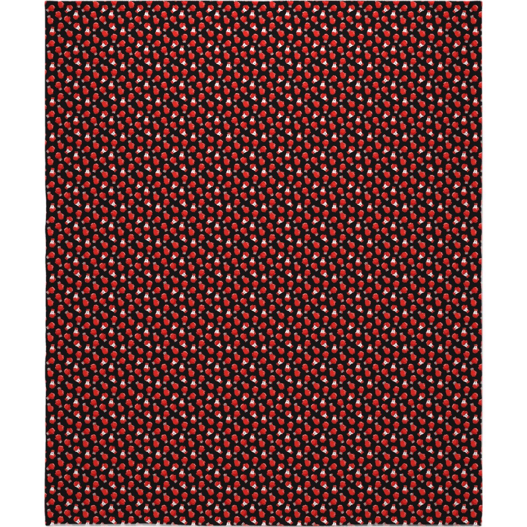 Boxing Gloves - Red on Black Blanket, Fleece, 50x60, Black, Black