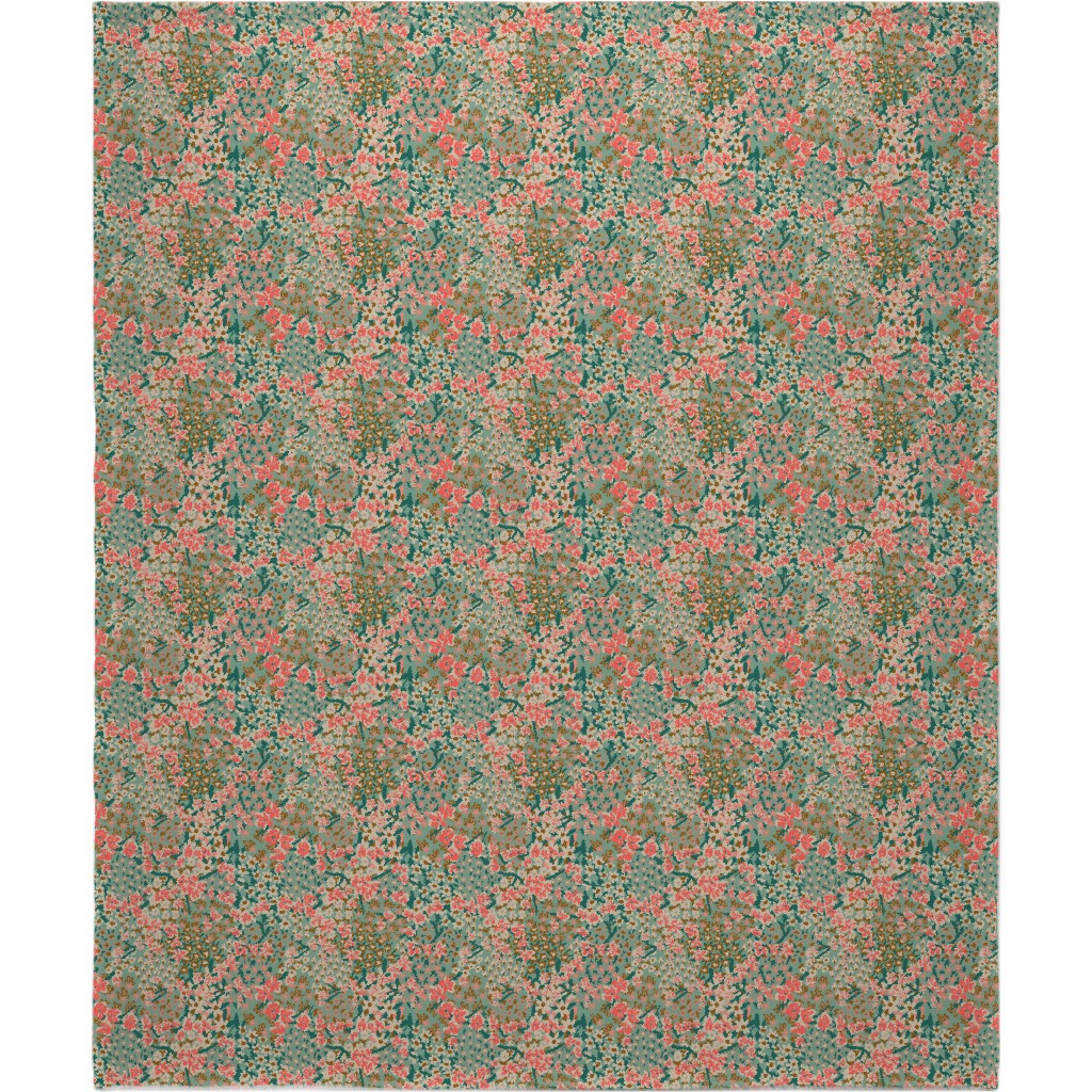 Bengal Kuma Floral - Multi Blanket, Fleece, 50x60, Green, Classic Green