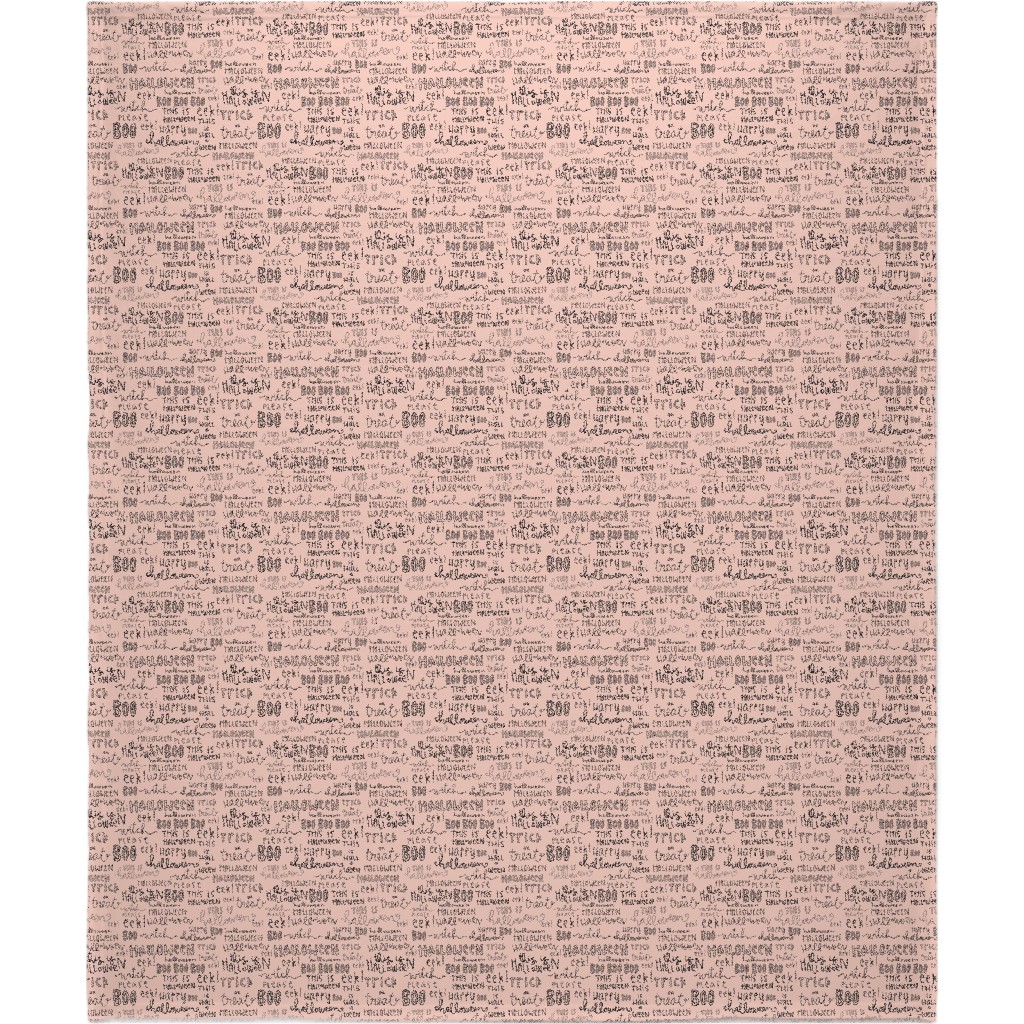 Halloween Words - Black Blanket, Fleece, 50x60, Pink