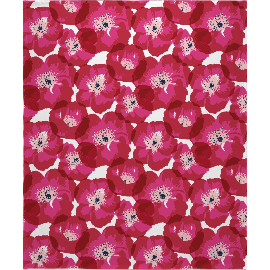 Really Big Poppies - Red Blanket, Fleece, 50x60, Pink