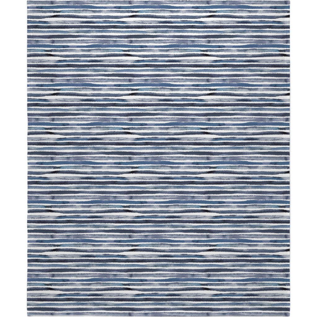 Watercolor Stripes - Blue Blanket, Fleece, 50x60, Blue