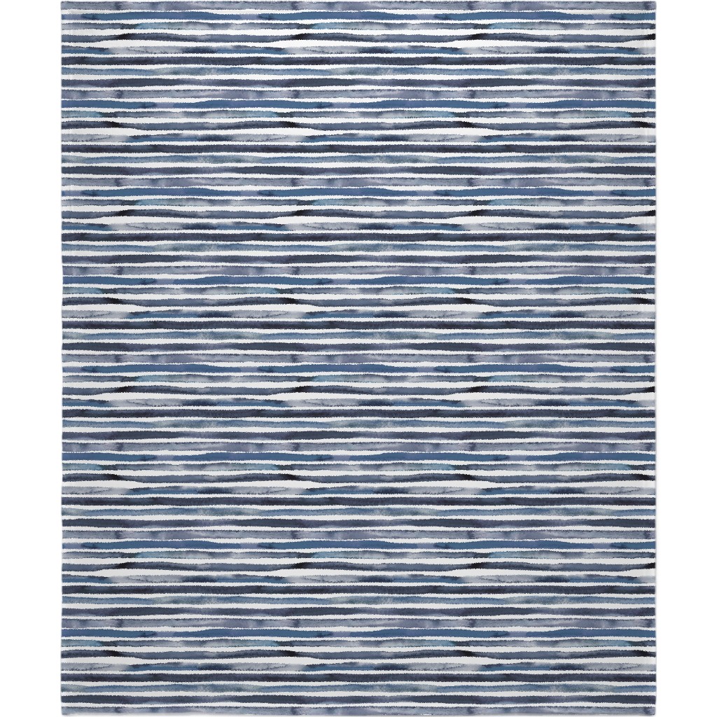 Watercolor Stripes - Blue Blanket, Fleece, 50x60, Blue, True Blue
