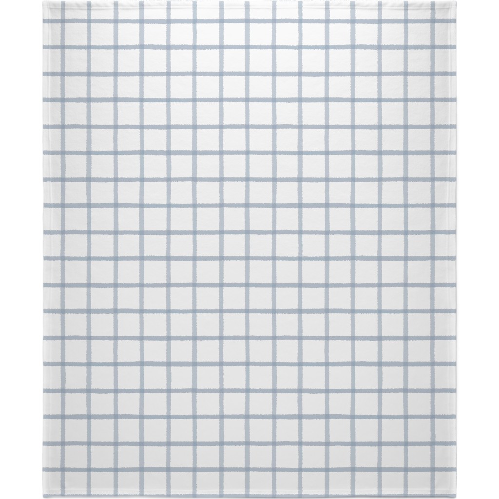 Window Pane Plaid Blanket, Fleece, 50x60, Blue, Cool Gray